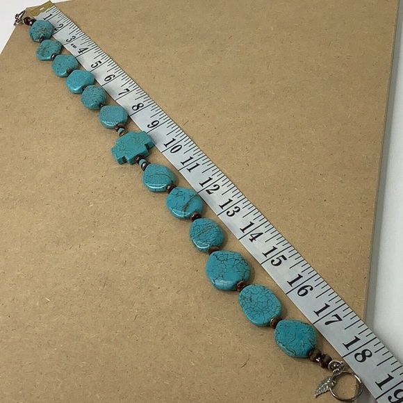 Vintage Turquoise Cross Necklace with Elegant Turquoise Color Stones - Picture 3 of 4